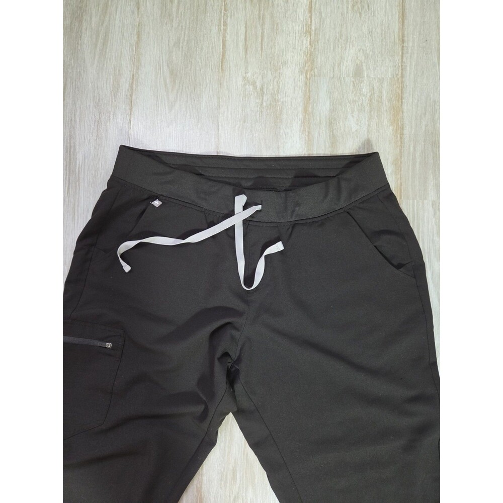 FIGS Zamora Scrub Pants Black Jogger Drawstring Stretch Cargo Womens XL EUC - Picture 2 of 9